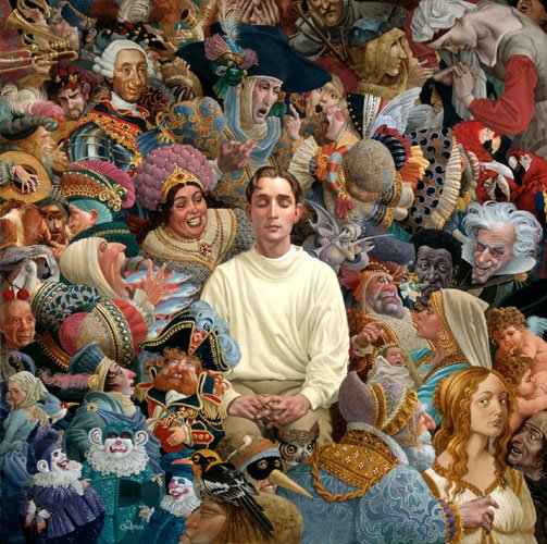 THE LISTENER - JAMES C. CHRISTENSEN: The Listener - James C. Christensen - Hand Signed - Limited Edition Print - Image Size: 20"w X 20"h. Edition Size:350 - "There are two types of people—those who wait to talk and those who listen." �