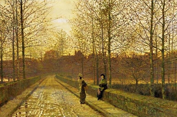 JOHN ATKINSON GRIMSHAW - IN THE GOLDEN GLOAMING: John Atkinson Grimshaw - In The Golden Gloaming - 40 X 26 1/2 In. - This Giclée Print Is Gallery Stretched And Ready To Hang Or Lean Against A Wall, Or Display On An Easel. - A Giclée Print Is The H