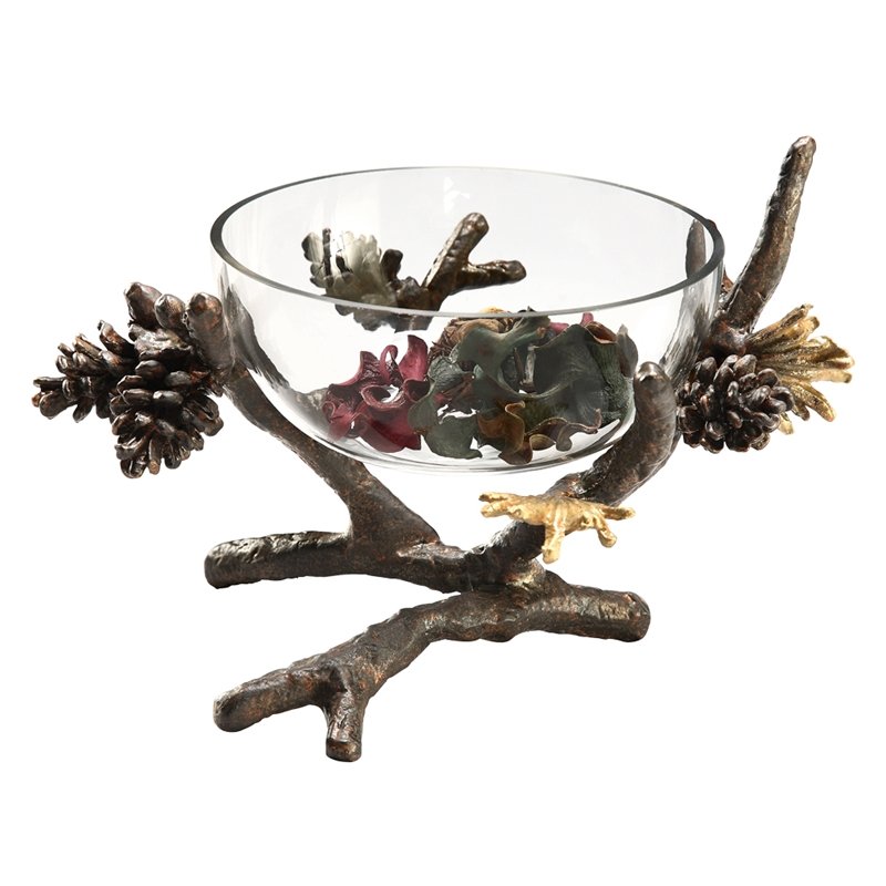 PINECONE BOWL: Pinecone Bowl - Weight: 1.30 Lbs - Size: 6"H 9"W 7.5"D - Material: ALUMINUM