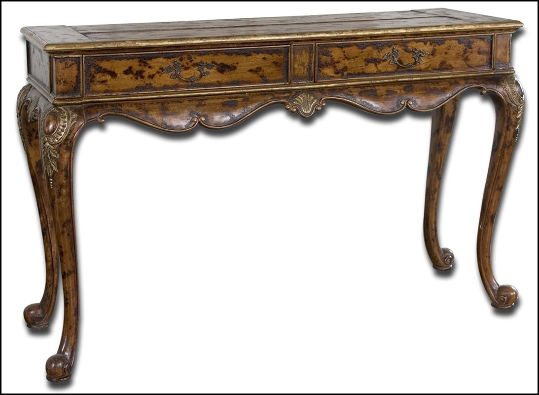 IRINA ANTIQUE CONSOLE TABLE: Irina Antique Console Table - Material: Mango Wood With MDF - Overall Depth: 18 Inches - Overall Width: 52 Inches - Overall Height: 34 Inches - Weight: 72 Lbs. - Description: Plantation Grown Mango Wo