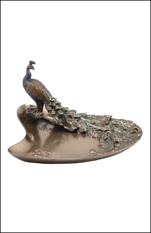 PLUM & PEACOCK TRAY - BRONZE: Plum & Peacock Tray - Material - Cold Cast Bronze - Size - 9 3/4