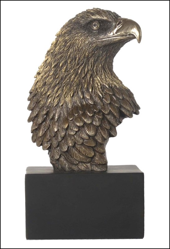EAGLE HEAD ON PLINTH - BRONZE: Eagle Head On Plinth - Material - Cold Cast Bronze - Size - 7 1/8
