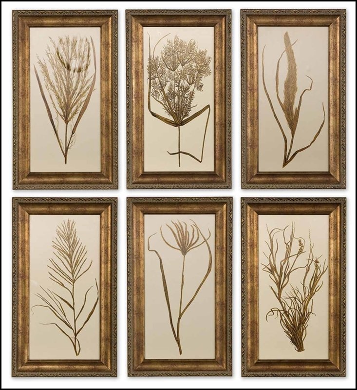 WHEAT GRASS FRAMED ART SET/6: Wheat Grass Framed Art Set/6 - Material: Wood - Overall Depth: 1 Inches - Overall Width: 14.125 Inches - Overall Height: 24.125 Inches - Mirror/Glass Depth: 0.093 Inches - Mirror/Glass Width: 10 Inche