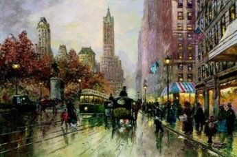 Robert Lebron - CENTRAL PARK SOUTH, CANVAS: CENTRAL PARK SOUTH, CANVAS - Central Park South, Canvas 18x27 By Robert Lebron Limited Edition Canvas