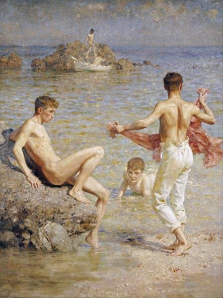 HENRY SCOTT TUKE - GLEAMING WATERS: Henry Scott Tuke - Gleaming Waters - 33 X 44 In. - This Giclée Print Is Gallery Stretched And Ready To Hang Or Lean Against A Wall, Or Display On An Easel. - A Giclée Print Is The Highest Quality Pr