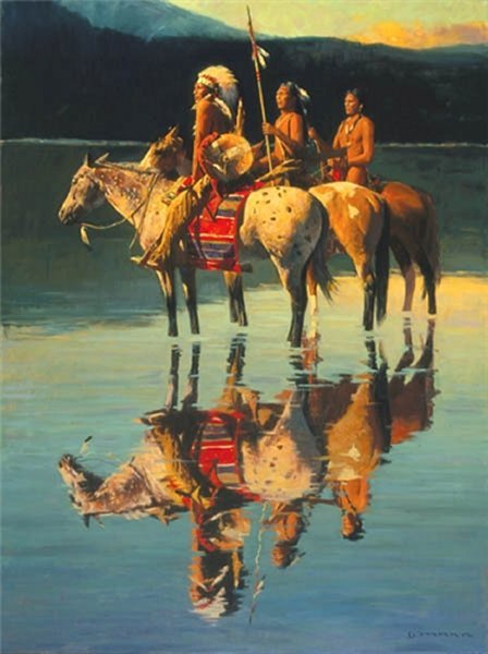 Peace on Blue Lake by David Mann: Peace on Blue Lake by David Mann - Edition Size: 25 - Canvas - Artist Proof Dimensions: 28 x 21 Release Date: 4-2005 ……….David Mann’s life focus has been his interest in the Native American cu