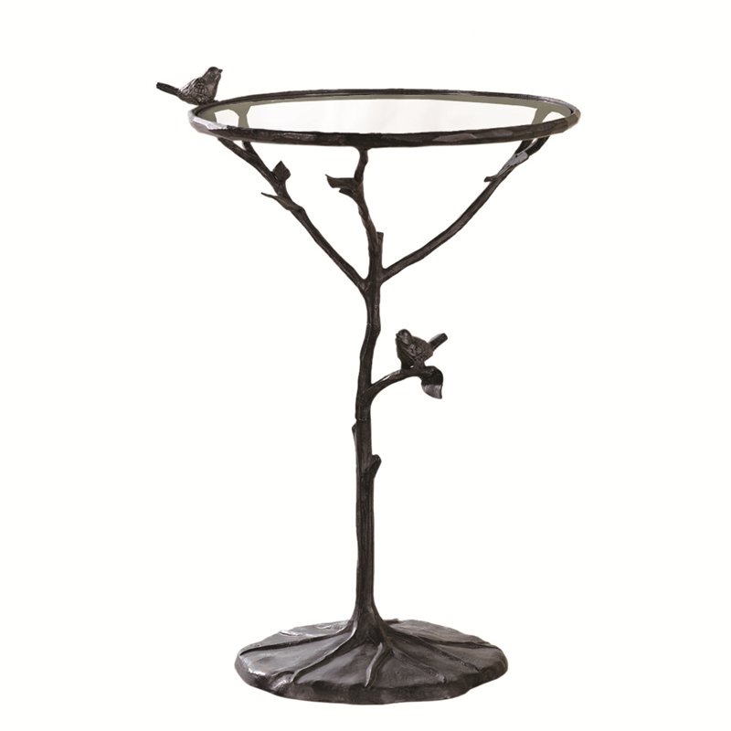 BIRD & BRANCH TABLE: Bird & Branch Table - Weight: 11.00 Lbs - Size: 25"H 18"W 17"D - Material: ALUMINUM