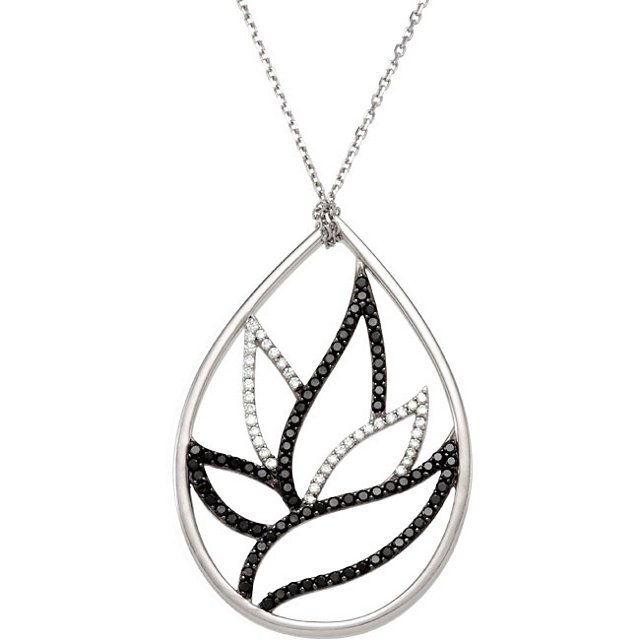 GENUINE BLACK SPINEL & DIAMOND PENDANT OR NECKLACE: GENUINE BLACK SPINEL & DIAMOND PENDANT OR NECKLACE - Sterling Silver / 1/5 Ct Tw / Polished / Gen Black Spinel & Dia Necklac - Weight: 4.158DWT - GramWeight: 6.47