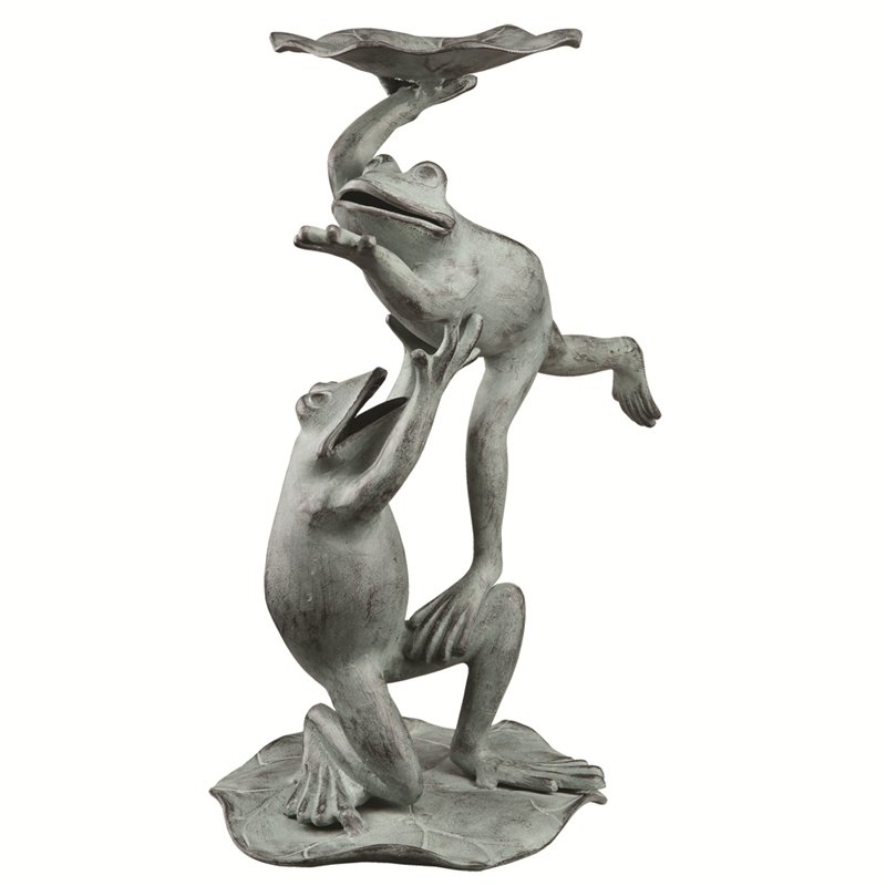 BALLET DANCER FROGS BIRD FEEDE: Ballet Dancer Frogs Bird Feede - Weight: 4.5 Lbs - Size: 17.5"H 19"W 9.5"D - Material: ALUMINUM