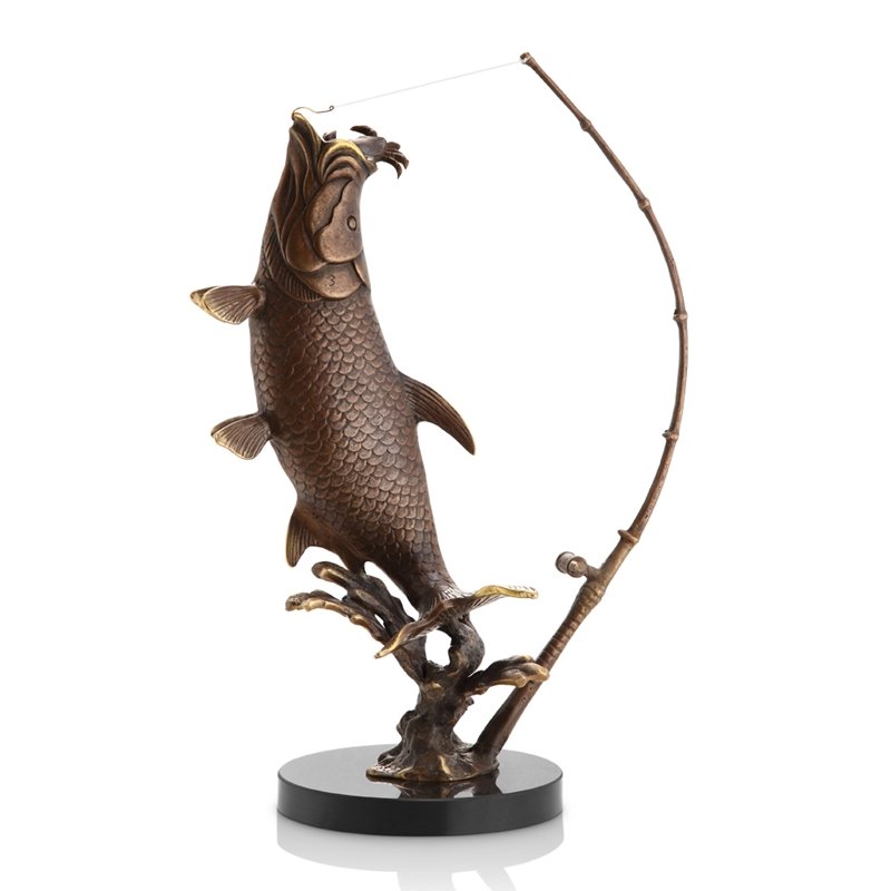 FIGHTING TARPON WITH TACKLE: Fighting Tarpon with Tackle - Weight: 5.50 Lbs - Size: 15"H 10"W 5.5"D - Material: BRASS