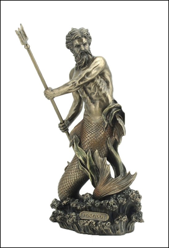 POSEIDON - BRONZE: Poseidon - Greek God Of The Sea - Material - Cold Cast Bronze - Size - 11 3/8