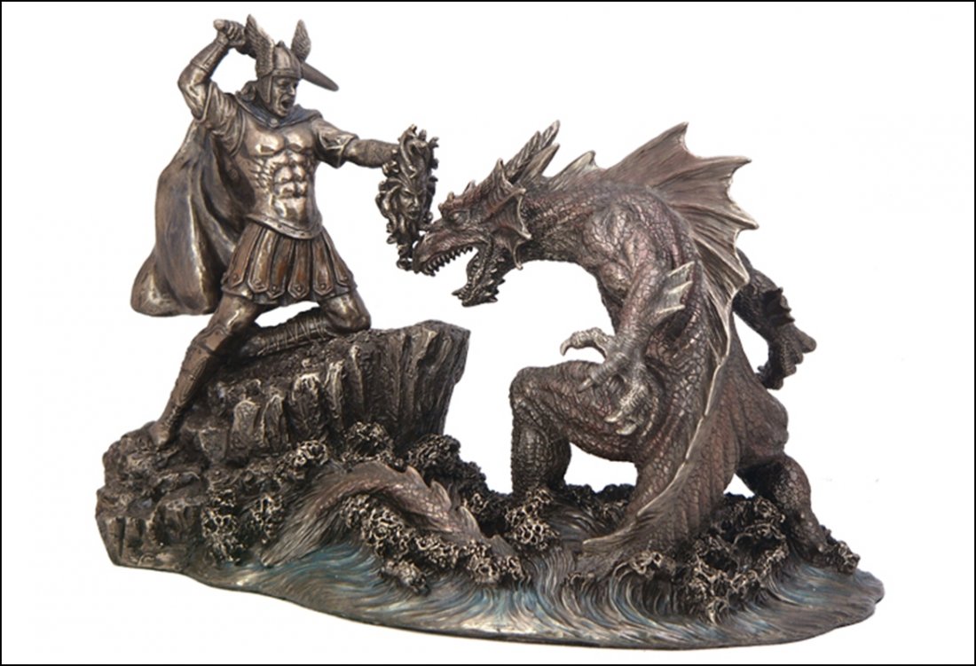 PERSEUS BATTLES KETOS - BRONZE: Perseus Battles Ketos - Material - Cold Cast Bronze - Size - 11 3/4