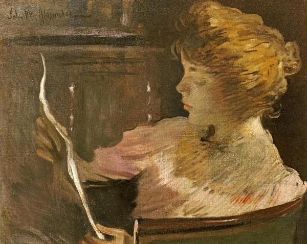 JOHN WHITE ALEXANDER - JESSE STEELE READING: John White Alexander - Jesse Steele Reading - 40 X 31 7/8 In. - This Giclée Print Is Gallery Stretched And Ready To Hang Or Lean Against A Wall, Or Display On An Easel. - A Giclée Print Is The Highe