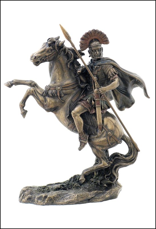 ROMAN CENTURION ON HORSEBACK - BRONZE: Roman Centurion On Horseback - Material - Cold Cast Bronze - Size - 10 3/8