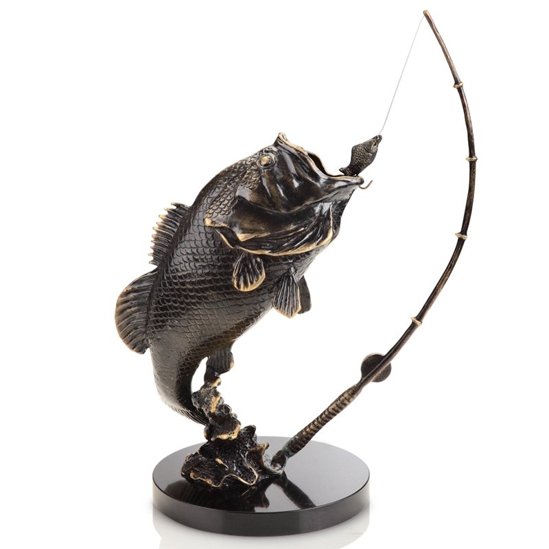 LARGEMOUTH BASS: Largemouth Bass - Weight: 5.5 Lbs - Size: 13.5"H 10.5"W 6.5"D - Material: BRASS