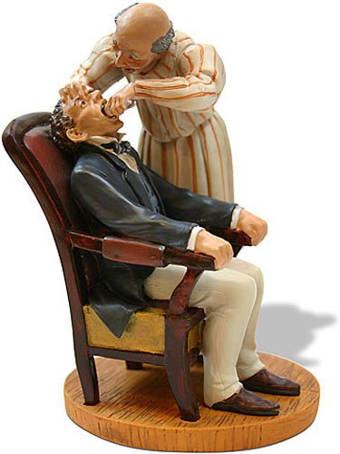 DENTIST VISIT BY HONORE DAUMIER: Dentist Visit By Honore Daumier - Size: 6 In. X 3.5 In. X 3.5 In. Item Type: Statue Material: Resin With Hand-painted Color Details Weight (lbs): 1 Lbs - - Daumier Captures The Real Life Experience Of