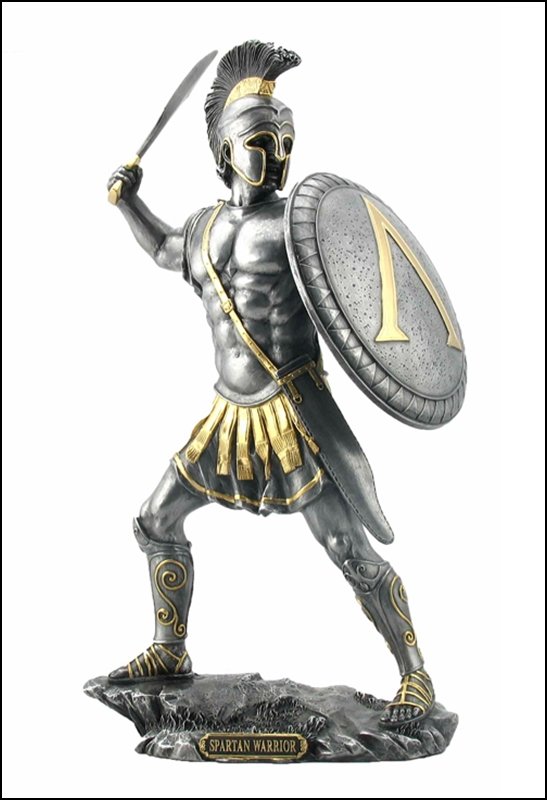SPARTAN WARRIOR WITH SWORD AND HOPLITE SHIELD: Spartan Warrior With Sword And Hoplite Shield - Material - Cold Cast Pewter - Size - (h) 13 1/4