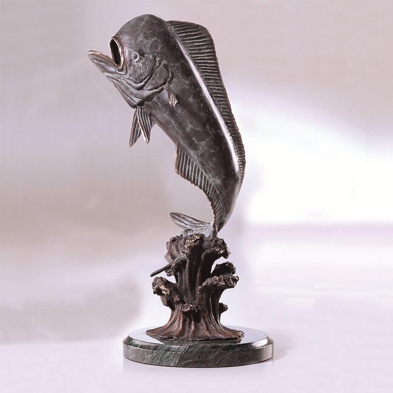 BULL MAHI MAHI: Bull Mahi Mahi - Weight: 0.000 Lbs - Size: 9"H 9"W 7"D - Material: Brass