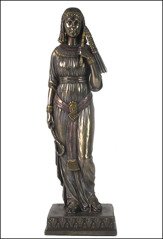 EGYPTIAN QUEEN STANDING AND HOLDING THE CROOK AND THE: Egyptian Queen Standing And Holding The Crook And The Flail - Material - Cold Cast Bronze - Size - 8 1/4