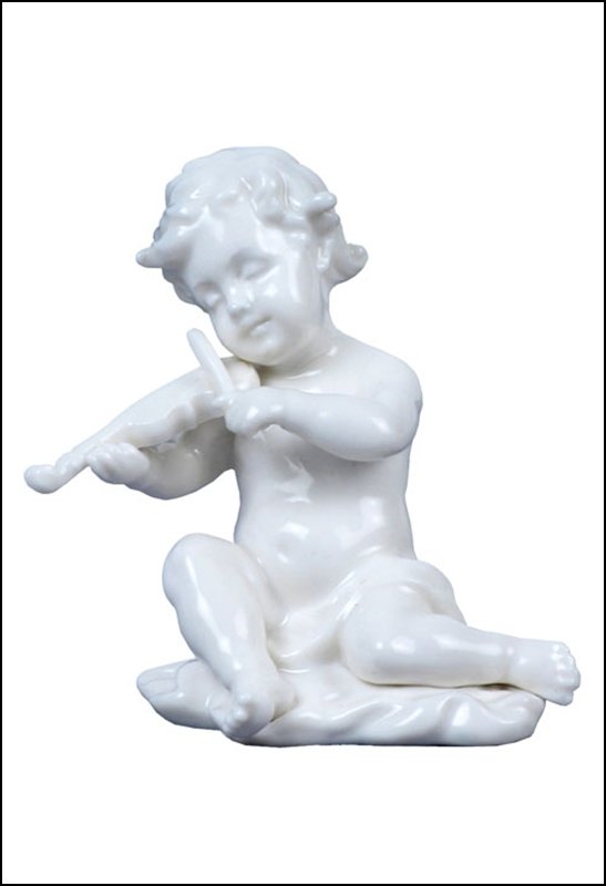 INFANT PLAYING VIOLIN(WHITE): Infant-playing Violin(white) - Material - Fine Porcelain - Size - (h) 3