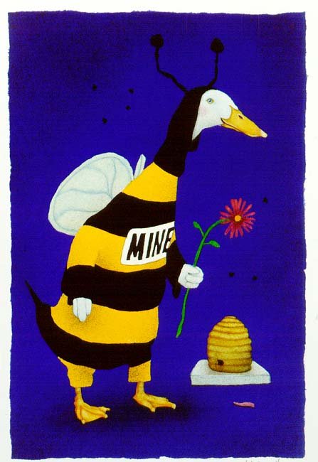 PLEASE BEE MINE - WILL BULLAS: Please Bee Mine - Will Bullas - Hand Signed - Limited Edition Print - Image Size: 7 1/4"w X 11"h. Edition Size:450 - "Here's my funny valentine to everyone and everybody!"