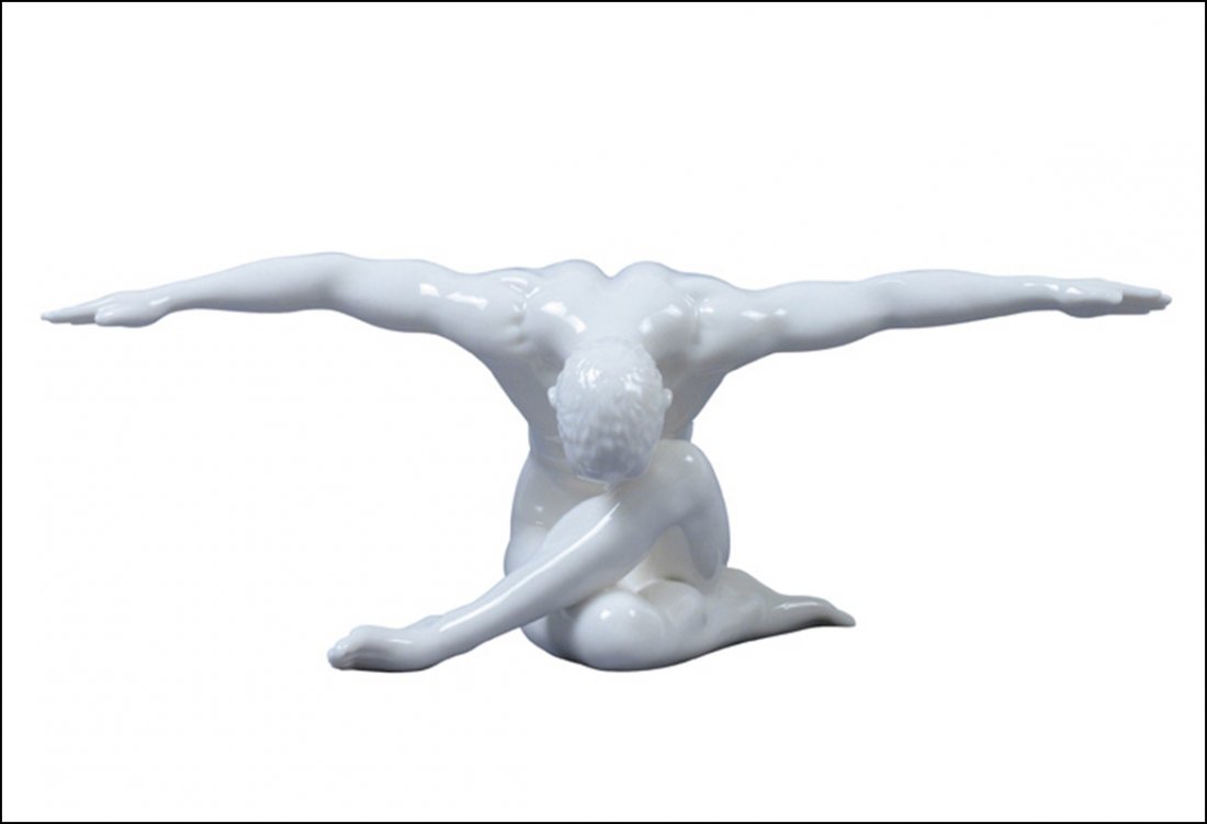 NUDE MALE: Nude Male - 30067 (glazed) - Material - Fine Porcelain - Size - (l) 11