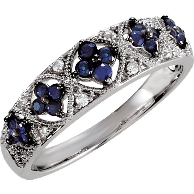 BLUE SAPPHIRE & DIAMOND FASHION RING: BLUE SAPPHIRE & DIAMOND FASHION RING - Ster / Size 07.00 / Blue Sapphire & Diamond / P / Ring - Weight: 1.72DWT - GramWeight: 2.67 - Ring Size: 7 - We Have Other Sizes
