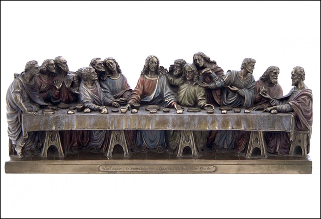 THE LAST SUPPER - BRONZE: The Last Supper - Material - Cold Cast Bronze - Size - 14 1/4
