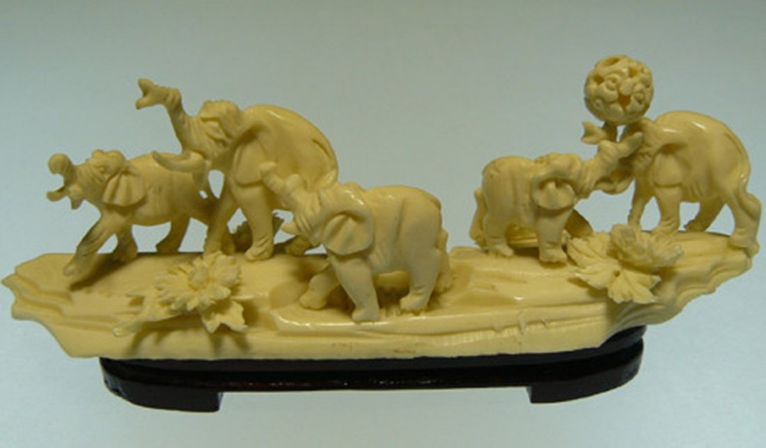 BONE ELEPHANTS JUNGLE: Bone Elephants Jungle - Long: 6", Wide: 2", High: 3" - This Elephants Jungle Is Made From Cow Bones. All Natural And All Hand Carved From One Solid Piece Of Bone. It Is Not Bone Powder, Resin Or Moude