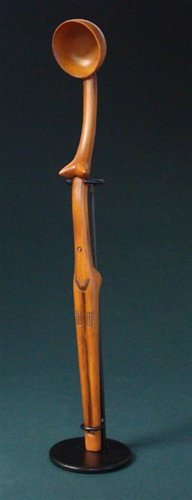 ZULU AFRICAN CEREMONIAL SPOON WITH STAND: Zulu African Ceremonial Spoon With Stand - Size: 13.25"h X 2.5"w X 2.5"d Item Type: African Statue Material: Resin Wood Finish - Metal Stand Weight (lbs): 0.4 Lbs - - Zulu Ceremonial African Spoon (zo