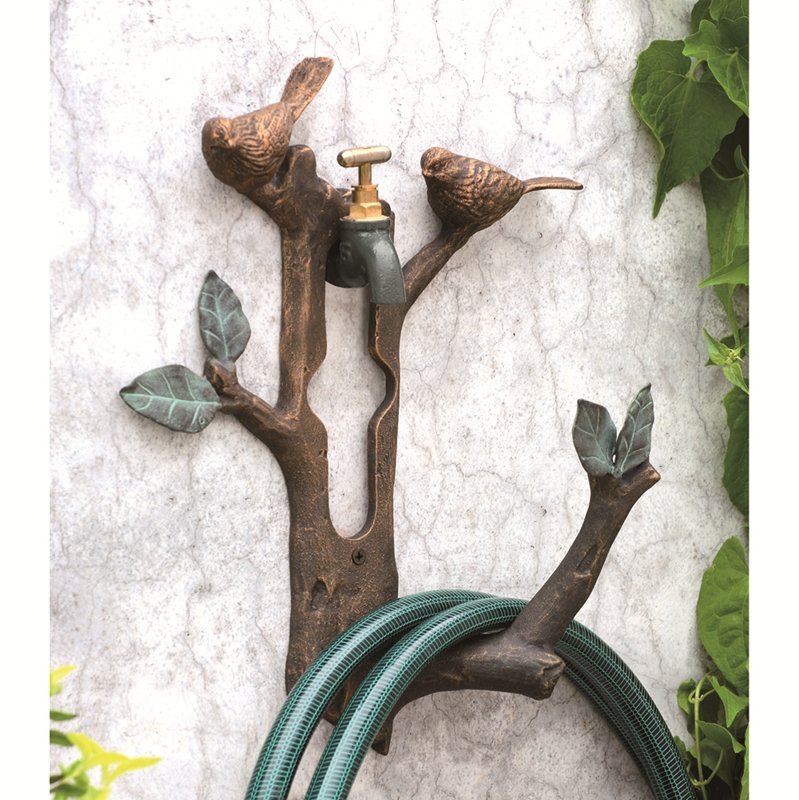 BIRD & BRANCH HOSE HOLDER: Bird & Branch Hose Holder - Weight: 1.20 Lbs - Size: 15"H 11"W 4.5"D - Material: ALUMINUM