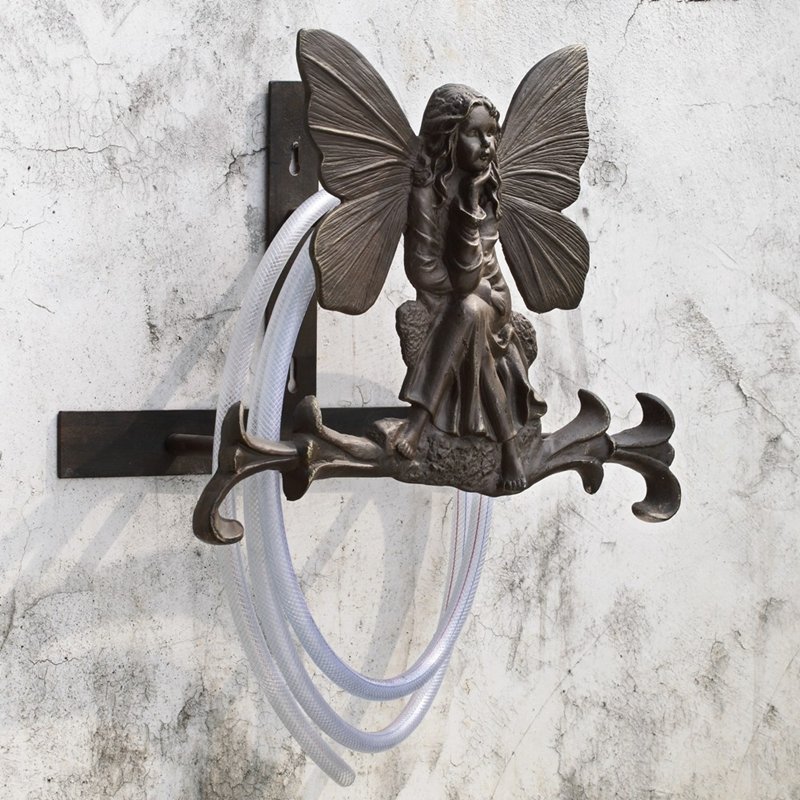 FAIRY GARDEN HOSE HOLDER: Fairy Garden Hose Holder - Weight: 4.00 Lbs - Size: 14"H 17"W 8.5"D - Material: ALUMINUM