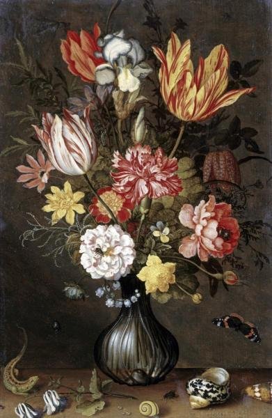 BALTHASAR VAN DER AST - TULIPS, CARNATIONS, AN IRIS: Balthasar Van Der Ast - Tulips, Carnations, An Iris - 26 1/8 X 40 In. - This Giclée Print Is Gallery Stretched And Ready To Hang Or Lean Against A Wall, Or Display On An Easel. - A Giclée Print Is T
