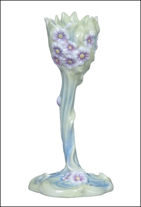 VIOLET CANDLE HOLDER: Violet Candle Holder - Material - Fine Porcelain - Size - (h) 5 1/4