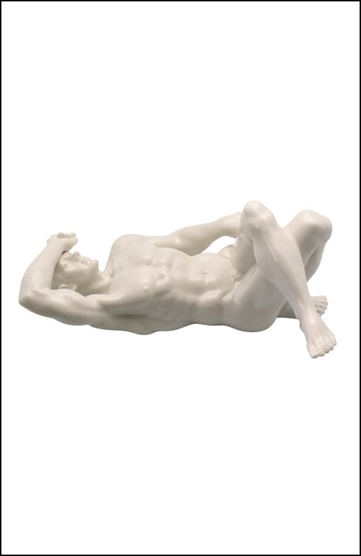 NUDE MALE: Nude-male-7(glazed) - Material - Fine Porcelain - Size - (l) 7 3/4