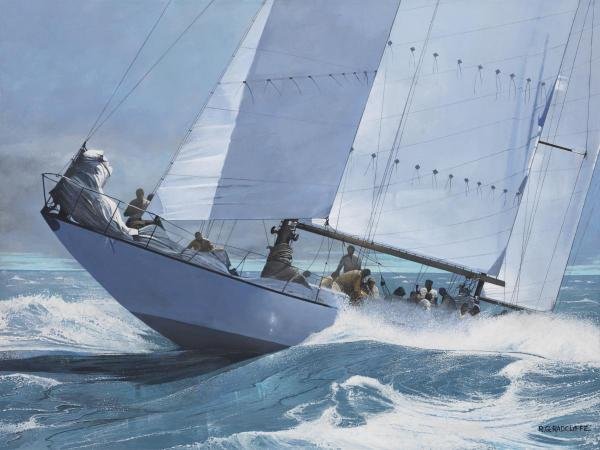 ROBERT G. RADCLIFFE - INTO THE WAVES: Robert G. Radcliffe - Into The Waves - 48 X 36 In. - This Giclée Print Is Gallery Stretched And Ready To Hang Or Lean Against A Wall, Or Display On An Easel. - A Giclée Print Is The Highest Quality
