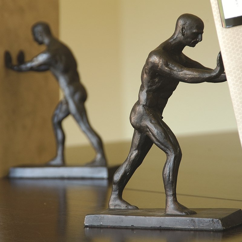 WORKING MEN BOOKENDS PR: Working Men Bookends PR - Weight: 8.00 Lbs - Size: 8.5"H 6.5"W 2.5"D - Material: Cast Iron