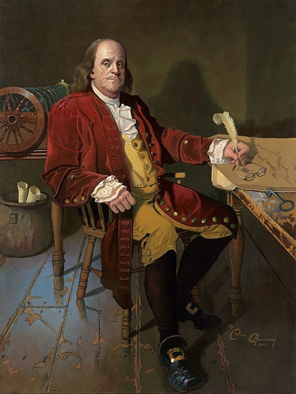 BEN FRANKLIN: PATRIOT AND RENAISSANCE MAN - DEAN: Ben Franklin: Patriot And Renaissance Man - Dean Morrissey - Hand Signed - Limited Edition Canvas - Image Size: 21"w X 28"h. Edition Size:75 - “If you would not be forgotten as soon as you are dead,