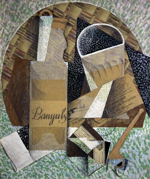 JUAN GRIS - BOTTLE OF BANYULS: Juan Gris - Bottle Of Banyuls - 33 1/2 X 40 In. - This Giclée Print Is Gallery Stretched And Ready To Hang Or Lean Against A Wall, Or Display On An Easel. - A Giclée Print Is The Highest Quality Pri