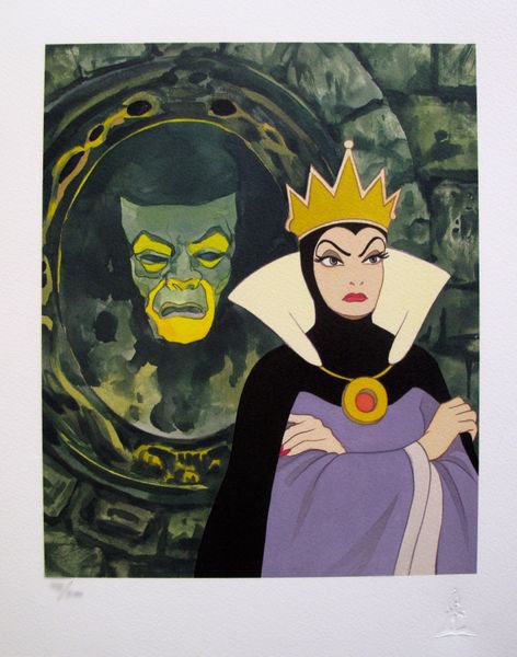 DISNEY SNOW WHITE "MIRROR MIRROR ON THE WALL" LIMITED: This Is A Limited Edition Giclee Of The Evil Queen From Disney Snow White Titled "mirror Mirror On The Wall". Published By Walt Disney Art Classics In 2000. This Giclee Is Pencil Numbered From An Edit