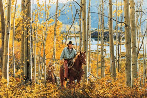 Leaves of Gold by Tim Cox: Leaves of Gold by Tim Cox - Edition Size: 950 - Print - Signed & Numbered Dimensions: 16 x 24 Release Date: 3-2006 ..........As a young child, Tim Cox vowed he “was going to be a cowboy artist" when