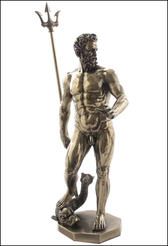 POSEIDON STANDING - BRONZE: Poseidon Standing - Material - Cold Cast Bronze - Size - 11 3/4