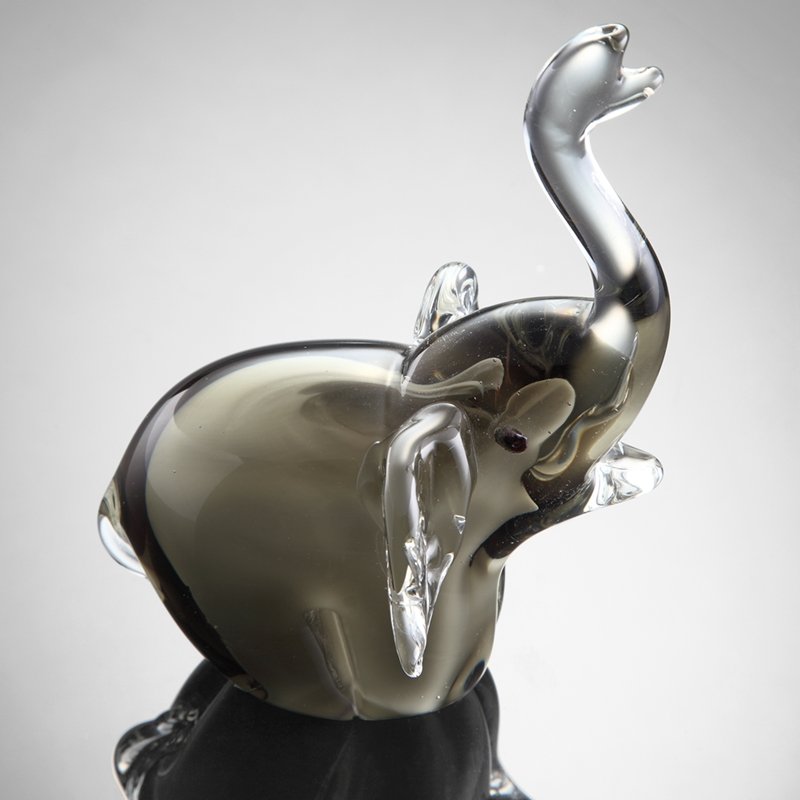 ART GLASS TRUMPETING ELEPHANT: Art Glass Trumpeting Elephant - Weight: 1.00 Lbs - Size: 5.5"H 3.5"W 3"D - Material: GLASS