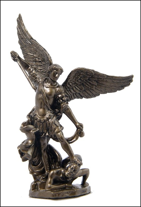 ARCHANGEL - BRONZE: Archangel - St. Michael Standing On Demon's Head - Material - Cold Cast Bronze - Size - 4 1/8