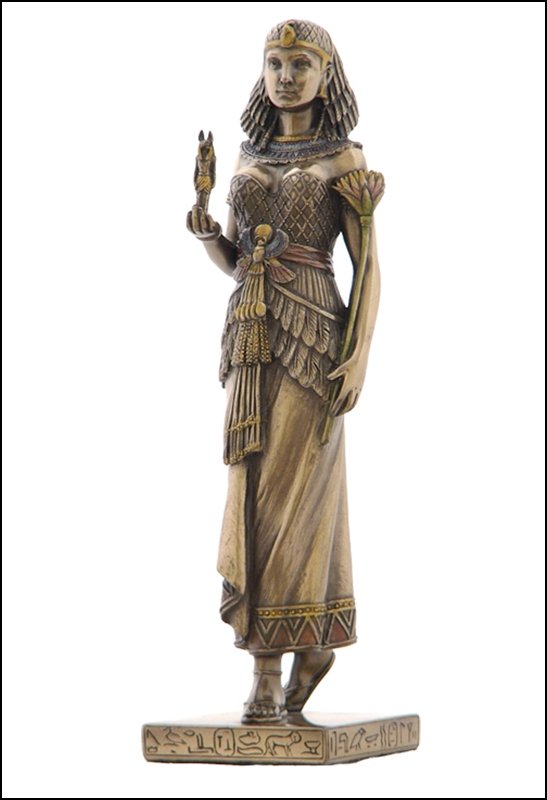 EGYPTIAN QUEEN HOLDING A STATUE OF ANUBIS - COLD CAST: Egyptian Queen Holding A Statue Of Anubis - Material - Cold Cast Bronze - Size - 8 1/4