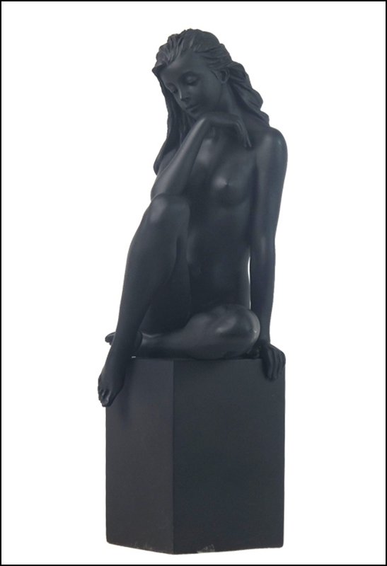 NUDE FEMALE ON PLINTH-75915 (BLACK): Nude Female On Plinth-75915 (black) - Material - Poly Stone - Size - (h) 8 1/8