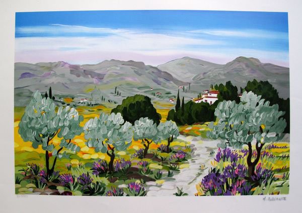 ANNE-MARIE BRIANTE VALLEY OF THE CHAPEL LIMITED ED.: This Is A Lithograph By French Artist Anne-marie Briante Titled "valley Of The Chapel". This Subject Is Hand Signed By The Artist And Pencil Numbered 8/390. Image Measures 16" X 23.5". Paper Measures