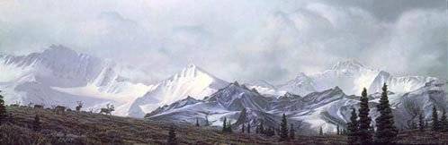IN THE HEART OF ALASKA - STEPHEN LYMAN: In The Heart Of Alaska - Stephen Lyman - Hand Signed - Limited Edition Print - Image Size: 35"w X 11 5/8"h. Edition Size:550 - As Andrea Lyman tells us, "Steve loved the Alaskan landscape. He would al