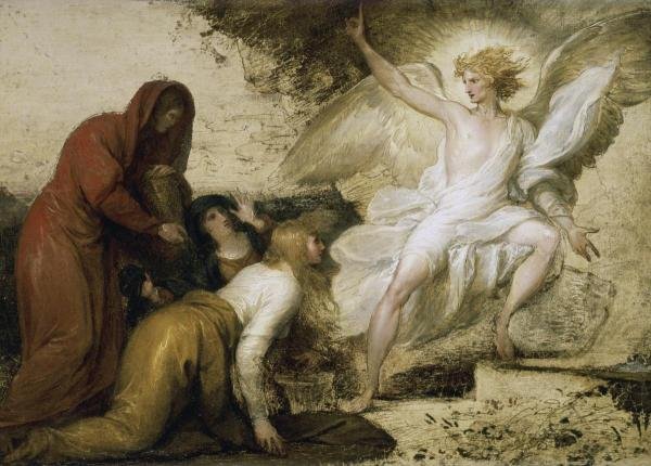 BENJAMIN WEST - THE ANGEL AT THE TOMB OF CHRIST: Benjamin West - The Angel At The Tomb Of Christ - 36 X 25 7/8 In. - This Giclée Print Is Gallery Stretched And Ready To Hang Or Lean Against A Wall, Or Display On An Easel. - A Giclée Print Is The H