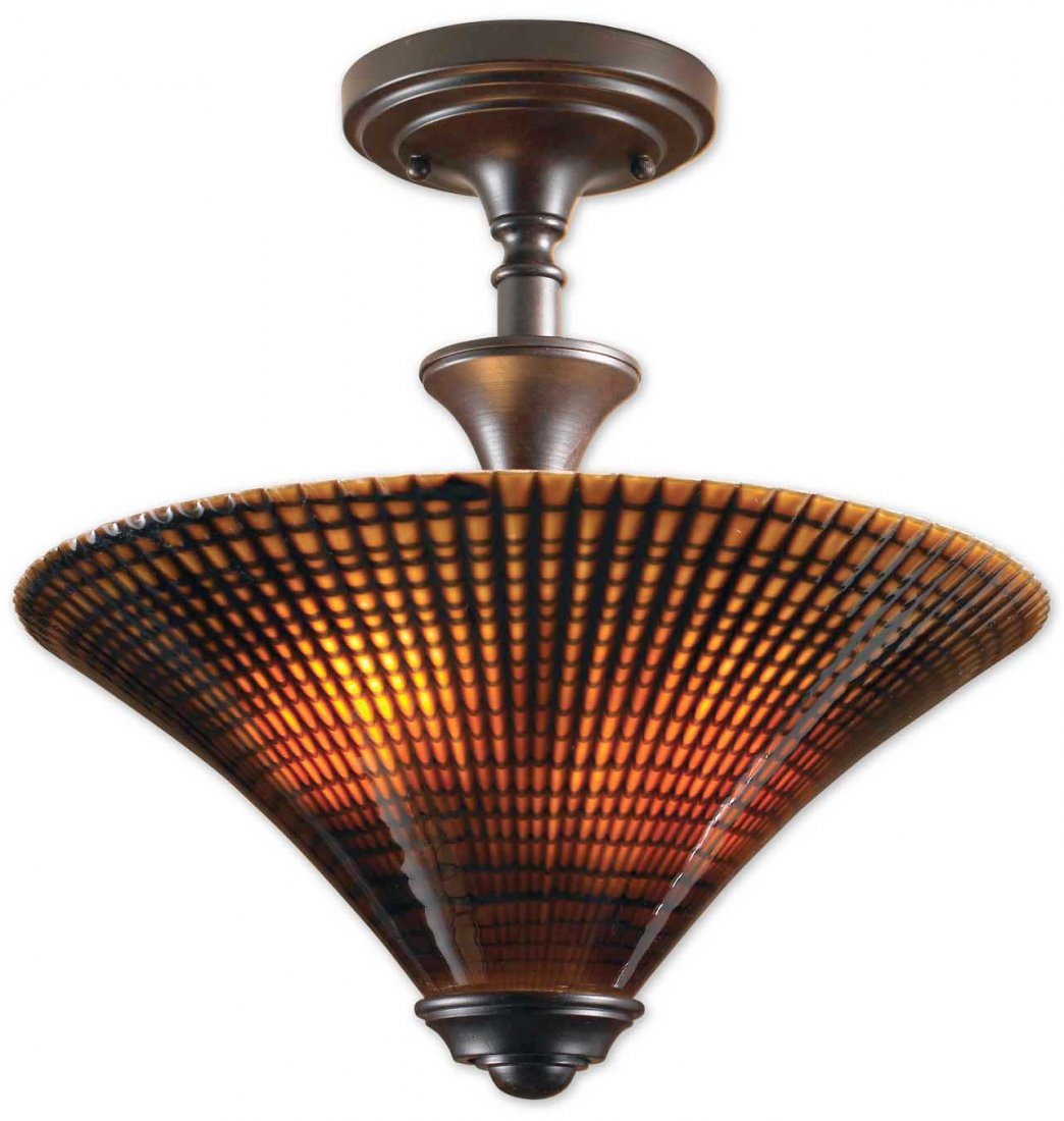 ALEXANDER 2 LIGHT GLASS SEMI FLUSHMOUNT: Alexander 2 Light Glass Semi FlushMount - Voltage: 110 - Material: Metal & Glass - Overall Depth: Inches - Overall Width: Inches - Overall Height: 16 Inches - Weight: 9 Lbs. - Diameter: 16 Inches - De